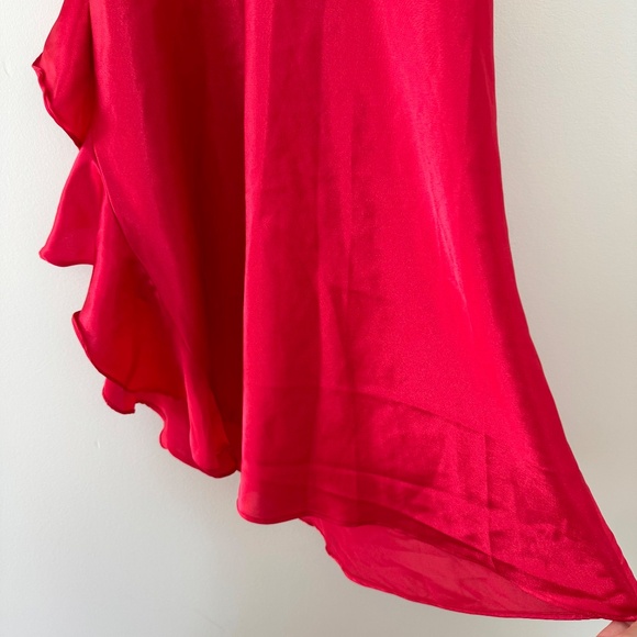 Victoria's Secret  Red Satin Slip Dress with Side Ruffle - Picture 7 of 10
